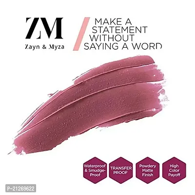 ZM Zayn  Myza Transfer-Proof Power Intense Creamy Matte Finish Lip Colour, Water  Smudge Proof, Feather Light Weight Vegetarian, Long Lasting Lip Color, Rose Pink, 6 ml-thumb3