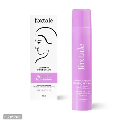 Foxtale 5x Hydrating Ceramide Moisturizer for Face | Micro Hyaluronic Acid + 3 Ceramides | Lightweight | Fast Absorbing | Repairs Skin Barrier and Texture | Acne-safe | Men  Women | 50ml