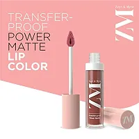 ZM Zayn  Myza Transfer-Proof Power Intense Creamy Matte Finish Lip Colour, Water  Smudge Proof, Feather Light Weight Vegetarian, Long Lasting Lip Color, Wooed By Nude, 6 ml-thumb2