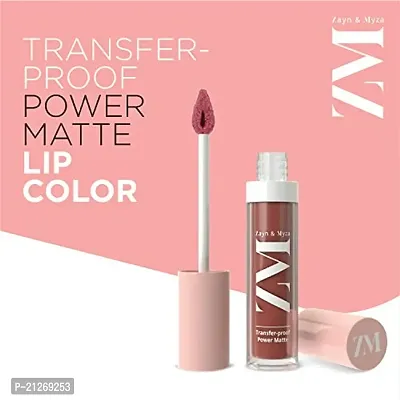 ZM Zayn  Myza Transfer-Proof Power Intense Creamy Matte Finish Lip Colour, Water  Smudge Proof, Feather Light Weight Vegetarian, Long Lasting Lip Color, Wooed By Nude, 6 ml-thumb3