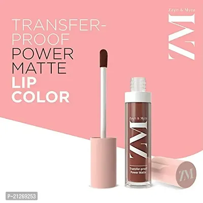 ZM Zayn  Myza Transfer-Proof Power Intense Creamy Matte Finish Lip Colour, Water  Smudge Proof, Feather Light Weight Vegetarian, Long Lasting Lip Color, Wooed By Nude, 6 ml-thumb2