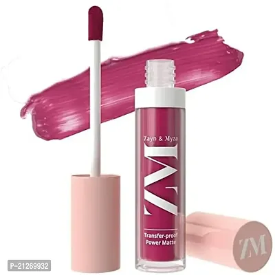 ZM Zayn  Myza Transfer-Proof Power Intense Creamy Matte Finish Lip Colour, Water  Smudge Proof, Feather Light Weight Vegetarian, Long Lasting Lip Color, Full Fuchsia, 6 ml