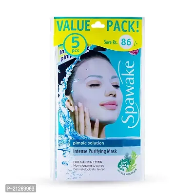 Spawake Anti Acne Face Sheet Mask, Pimple Solution Intense Purifying Mask, 5pc