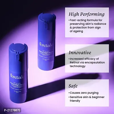 Foxtale 0.15% Beginner Friendly Retinol Night Serum for Anti-Aging | Retinol Night Cream | Face Lift and Tightening | Reduces Fine Lines and Wrinkles | No Purging | Micro Encapsulation Technology | All Skin Types | 30 ml-thumb2