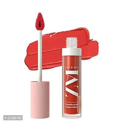 ZM Zayn  Myza Transfer-Proof Power Intense Creamy Matte Finish Lip Colour, Water  Smudge Proof, Feather Light Weight Vegetarian, Long Lasting Lip Color, Candid Coral, 6 ml