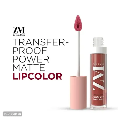 ZM Transfer-Proof Power Matte Finish, Liquid Lip Colour, Power Red, 6 ml-thumb2