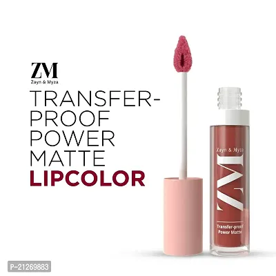 ZM Transfer-Proof Power Matte Finish, Liquid Lip Colour, Royal Maroon, 6 ml-thumb2