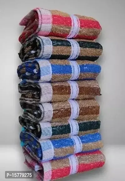 Designer Multicoloured Cotton Blend Self Pattern Hand Towels Pack Of 8