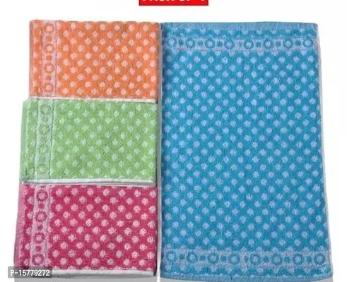 Designer Multicoloured Cotton Blend Self Pattern Hand Towels Pack Of 4