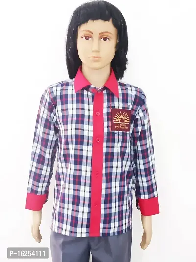 Aroruniforms Cotton Kendriya Vidalaya Uniform Full Sleeve Shirt (26_Red Check)-thumb0