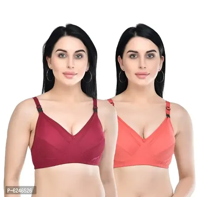 Women Non Padded Maternity/Nurshing Feeding Bra Maroon and Gajri 2pcs-thumb0