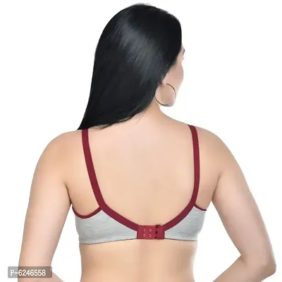 Women Non Padded Maternity/Nurshing Feeding Bra Grey/Maroon-thumb4