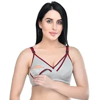 Women Non Padded Maternity/Nurshing Feeding Bra Grey/Maroon-thumb4