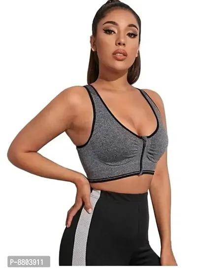 Women Non Padded SportsBra Prime Quality Grey Colour-thumb3