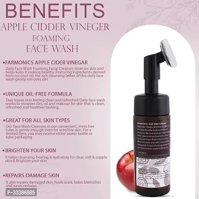 Victoria London Apple Cider Vinegar Foaming Face Wash with Brush for Deep Cleansing - 150ml-thumb3