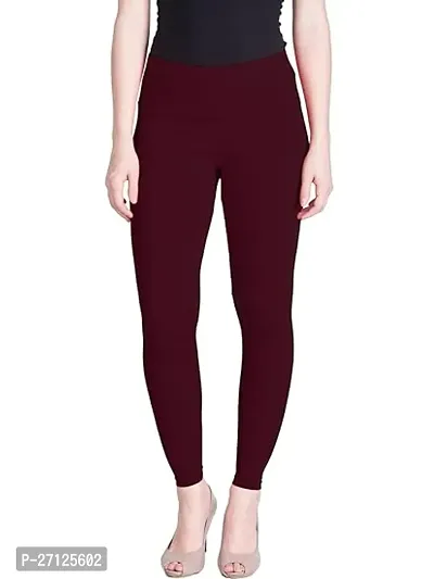 Fabulous Maroon Cotton Lycra Solid Leggings For Women-thumb0