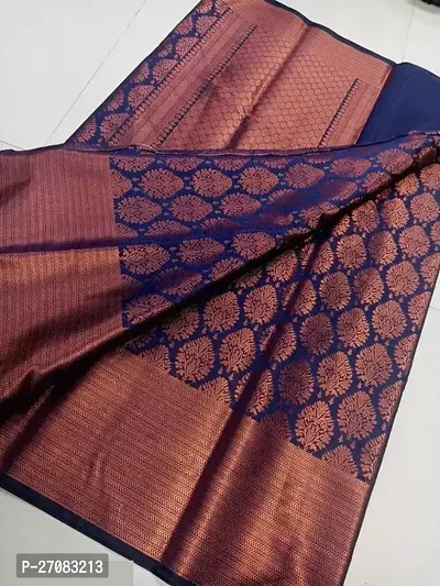 Beautiful Copper Silk Blend Saree with Blouse piece For Women