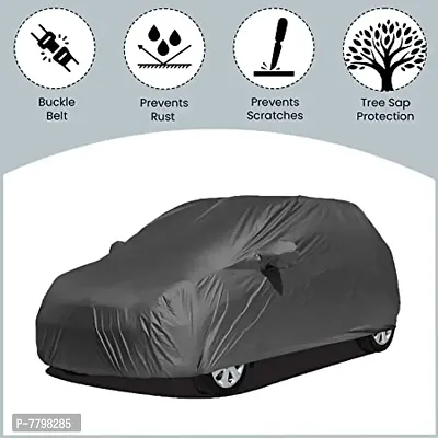 Car Covers Hyundai Santro, UV Rays Resistant ,Dustproof Car Body Cover Compatible with Hyundai Santro (Without Mirror Pockets)  (Grey)-thumb5