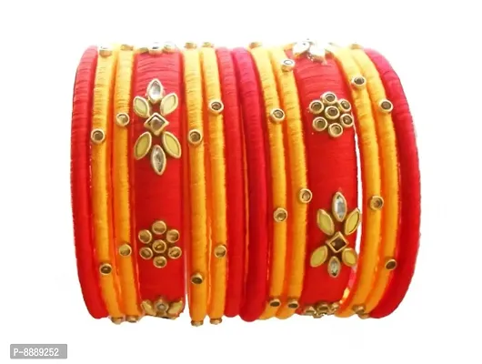 Red and Yellow Silk Thread bangles-thumb0