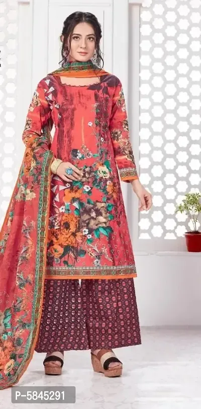 Stunning Lawn Cotton Printed Dress Material with Dupatta For Women