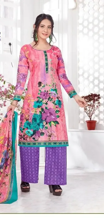 Stunning Lawn Cotton Printed Dress Material with Dupatta For Women