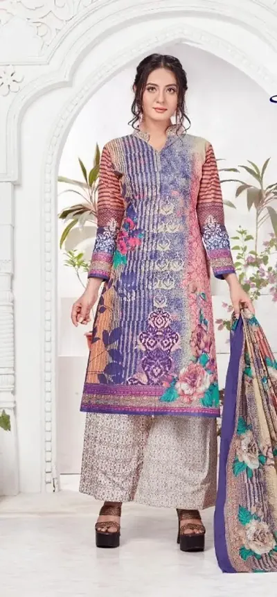 Stunning Lawn Cotton Printed Dress Material with Dupatta For Women