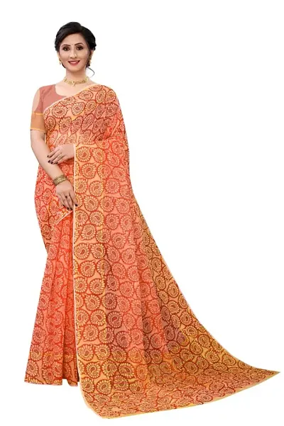 Stylish Super Net Floral Printed Sarees with Running Blouse