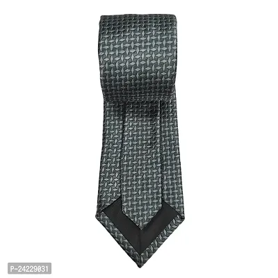 Men's Grey Premium Silk Necktie Suit Accessories Set with Pocket Square Self Design-thumb3