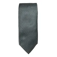 Men's Grey Premium Silk Necktie Suit Accessories Set with Pocket Square Self Design-thumb1