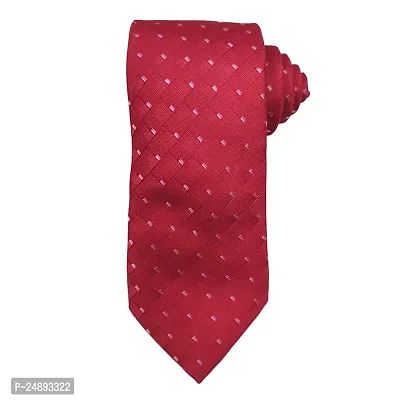 Mens Red Premium Silk Necktie Suit Accessories Set With Pocket Square White Dotted Design-thumb3