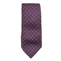 Mens Purple Premium Silk Necktie Suit Accessories Set With Pocket Square Black, White Dotted Design-thumb1