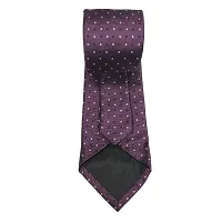 Mens Purple Premium Silk Necktie Suit Accessories Set With Pocket Square Black, White Dotted Design-thumb2