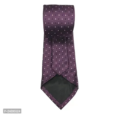Mens Purple Premium Silk Necktie Suit Accessories Set With Pocket Square Black, White Dotted Design-thumb3