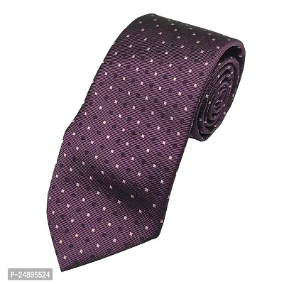 Mens Purple Premium Silk Necktie Suit Accessories Set With Pocket Square Black, White Dotted Design-thumb4
