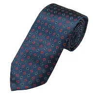 Mens Navy Blue Premium Silk Necktie Suit Accessories Set With Pocket Square Red, Black Design-thumb3