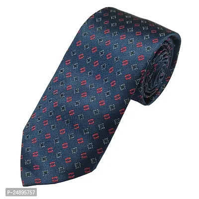 Mens Navy Blue Premium Silk Necktie Suit Accessories Set With Pocket Square Red, Black Design-thumb4