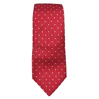 Mens Red Premium Silk Necktie Suit Accessories Set With Pocket Square White Dotted Design-thumb1