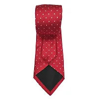 Mens Red Premium Silk Necktie Suit Accessories Set With Pocket Square White Dotted Design-thumb3