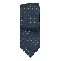 Mens Navy Blue Premium Silk Necktie Suit Accessories Set With Pocket Square White Dotted Design-thumb1