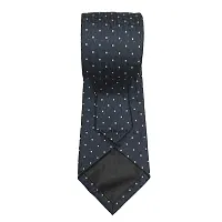 Mens Navy Blue Premium Silk Necktie Suit Accessories Set With Pocket Square White Dotted Design-thumb2