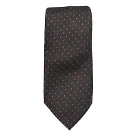 Mens Black Premium Silk Necktie Suit Accessories Set With Pocket Square Red Dotted Design-thumb1