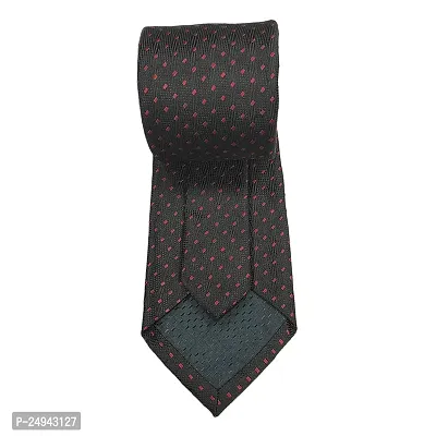 Mens Black Premium Silk Necktie Suit Accessories Set With Pocket Square Red Dotted Design-thumb4