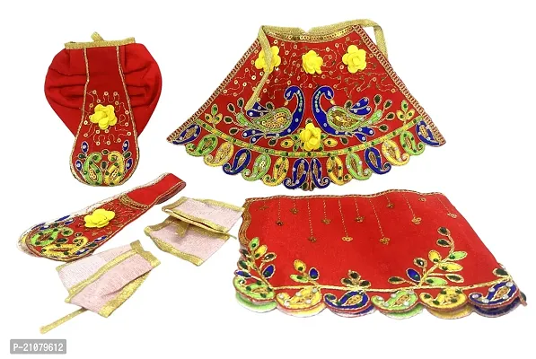 Blended Lace Work Yellow & Red Ladoo Gopal Poshak With Patka- ZARIIWALAA –  ZariiWalaa