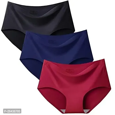 LIECRY ART Pritty Touch Women Panties Seamless Panties Silk Mid Waist Underwear for Female Girls Pack Of 3-thumb0
