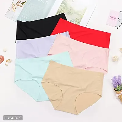 LIECRY ART Pritty Touch Women Panties Seamless Panties Silk Mid Waist Underwear for Female Girls Pack Of 6-thumb0