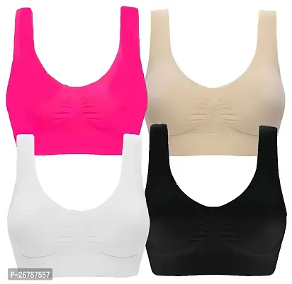 Stylis cotton blend Air sports bra seamless for womens PACK OF 4 multicolor-thumb0