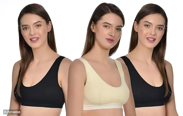 Stylis cotton blend Air sports bra seamless for womens pack of 3 multicolor-thumb0