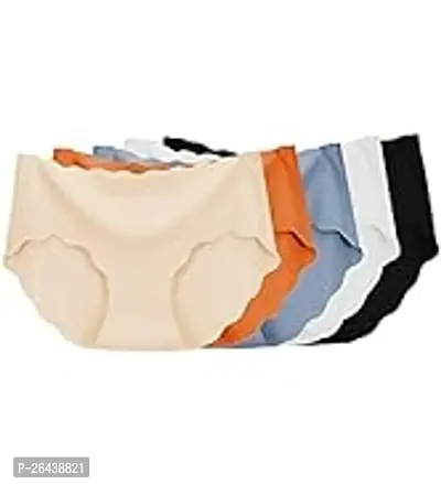 LIECRY ART 3 PCS Women Cotton Silk Seamless Panty Combo Set Innerwear Briefs Hipster Medium Waist Panties Multicolor
