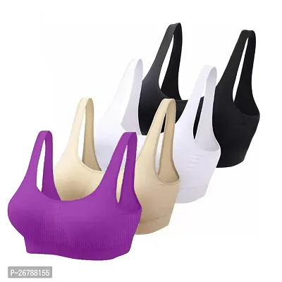 Stylis cotton blend Air sports bra seamless for womens PACK OF 4 multicolor-thumb0