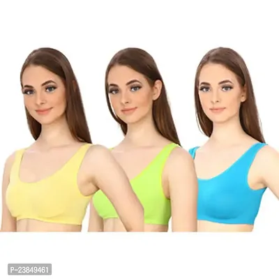 Stylish Multicoloured Cotton Solid Bras For Women Pack Of 3-thumb0